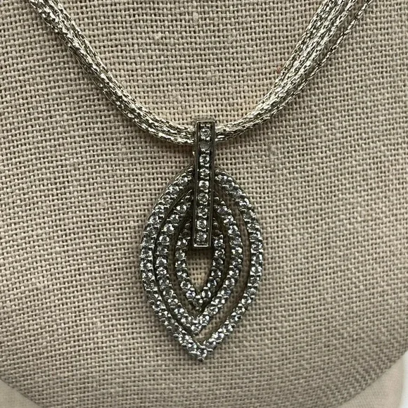 925 Italy Milor Multi-Strand Necklace w/ Layered Teardrop Pendant, 16-18" - Picture 12 of 16